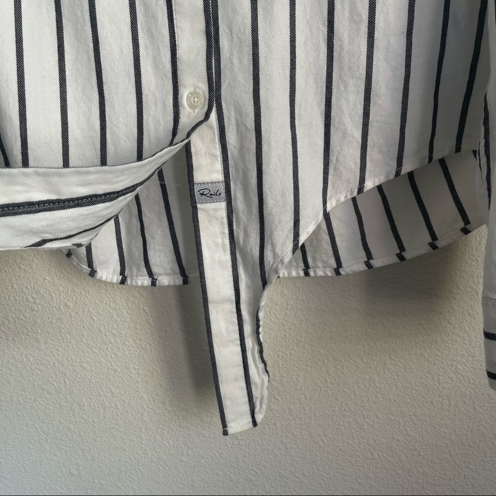 Rails Button Down Striped Tie Front Long Sleeve S… - image 3